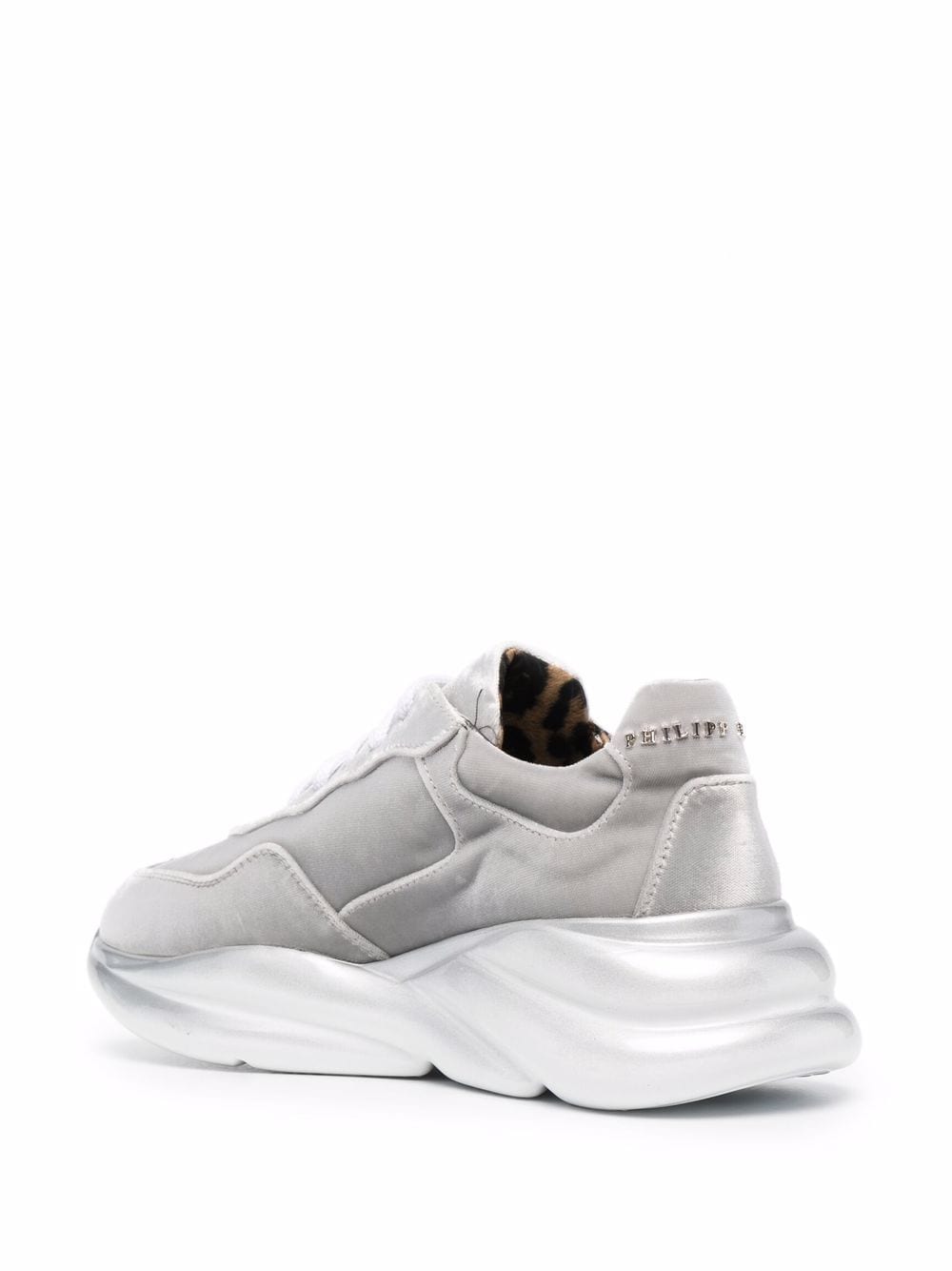 Shop Philipp Plein Velvet Runner Metallic-effect Sneakers In 70 Silver