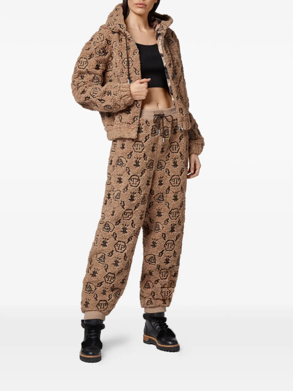 Philipp Plein Trainingsbroek met monogram Bruin