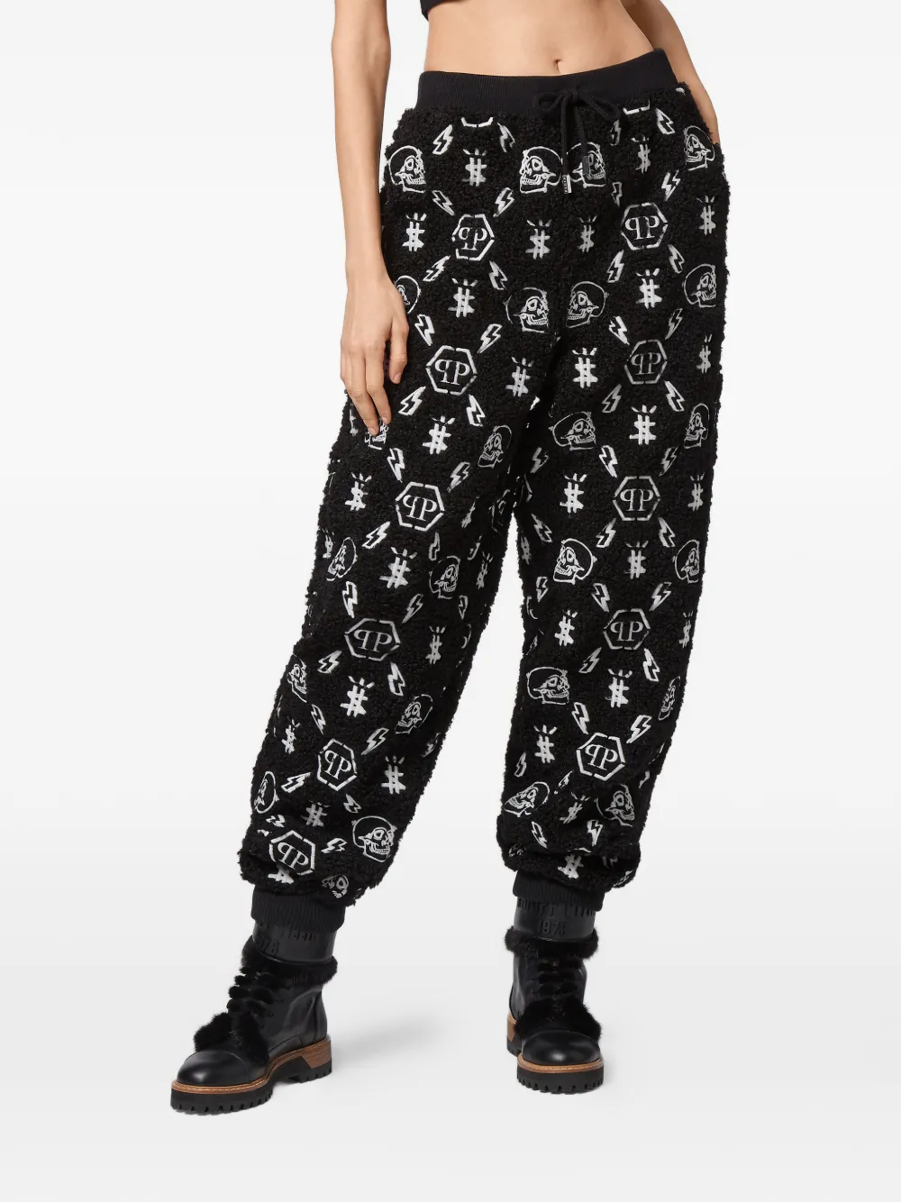  Philipp Plein Embroidery Monogram Track Pants   Schwarz 