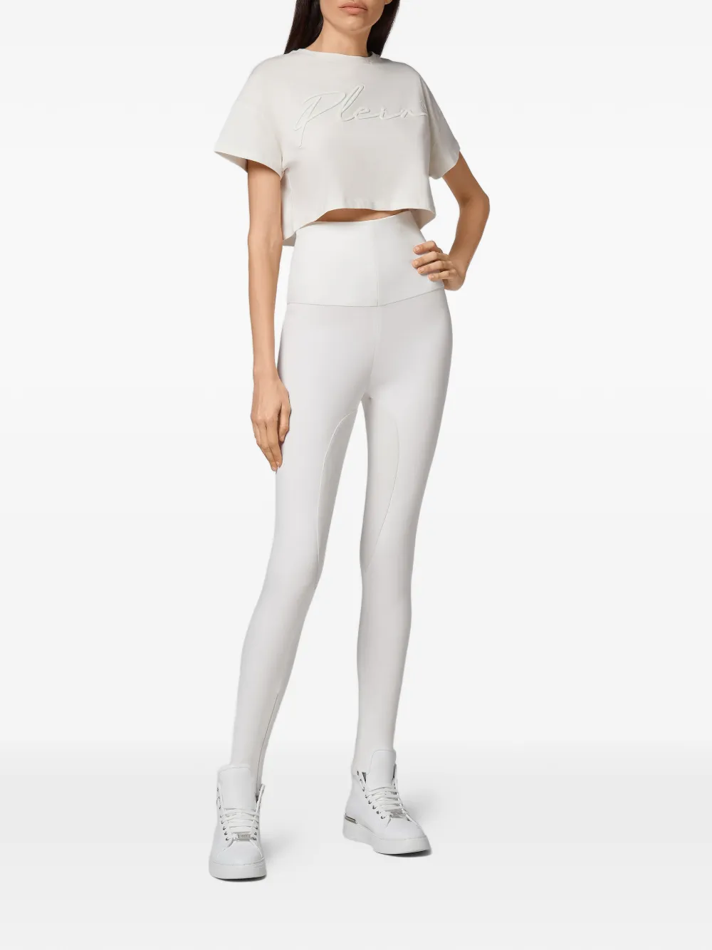  Philipp Plein Leggings Mit Hohem Bund   Weiß 