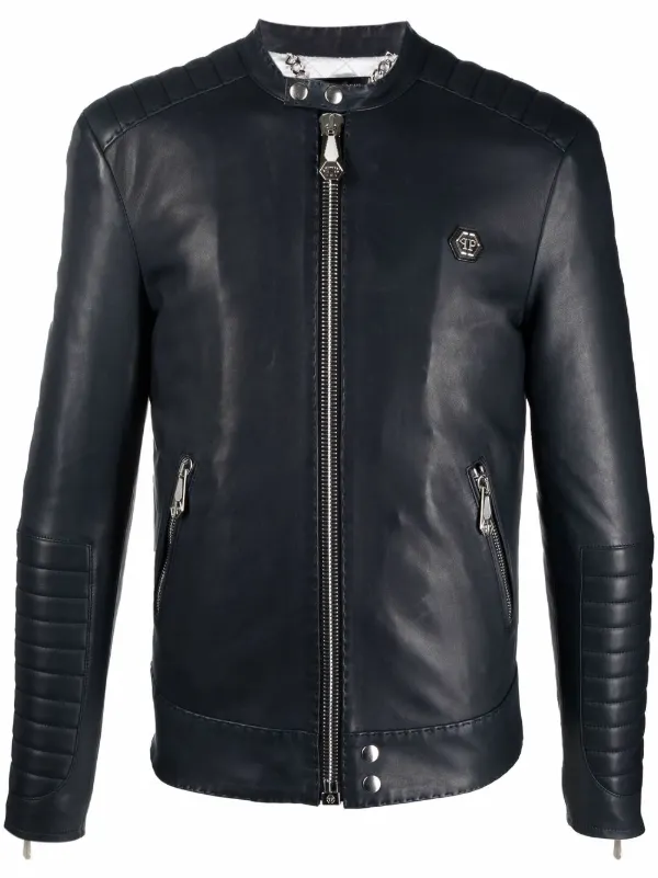 Philipp Plein Embroidered Leather Jacket - Farfetch