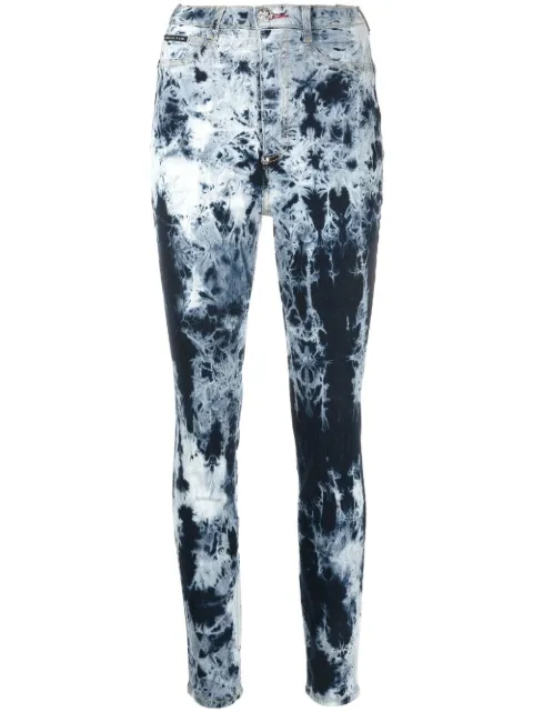 Philipp Plein 漂白效果高腰紧身牛仔裤