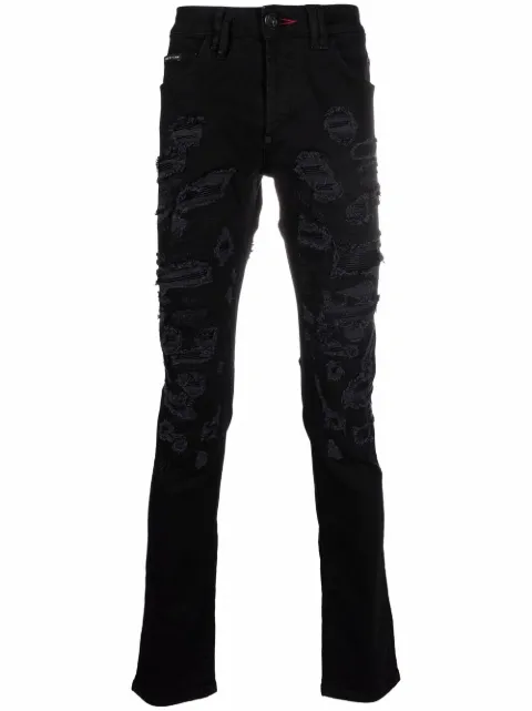 Philipp Plein jeans rectos con detalles rasgados