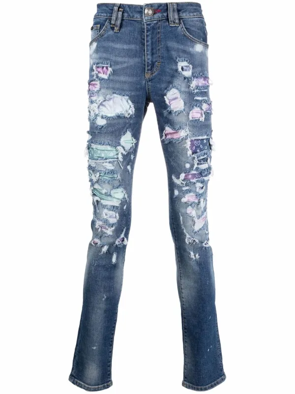 Philipp Plein Distressed slim-fit Jeans - Farfetch