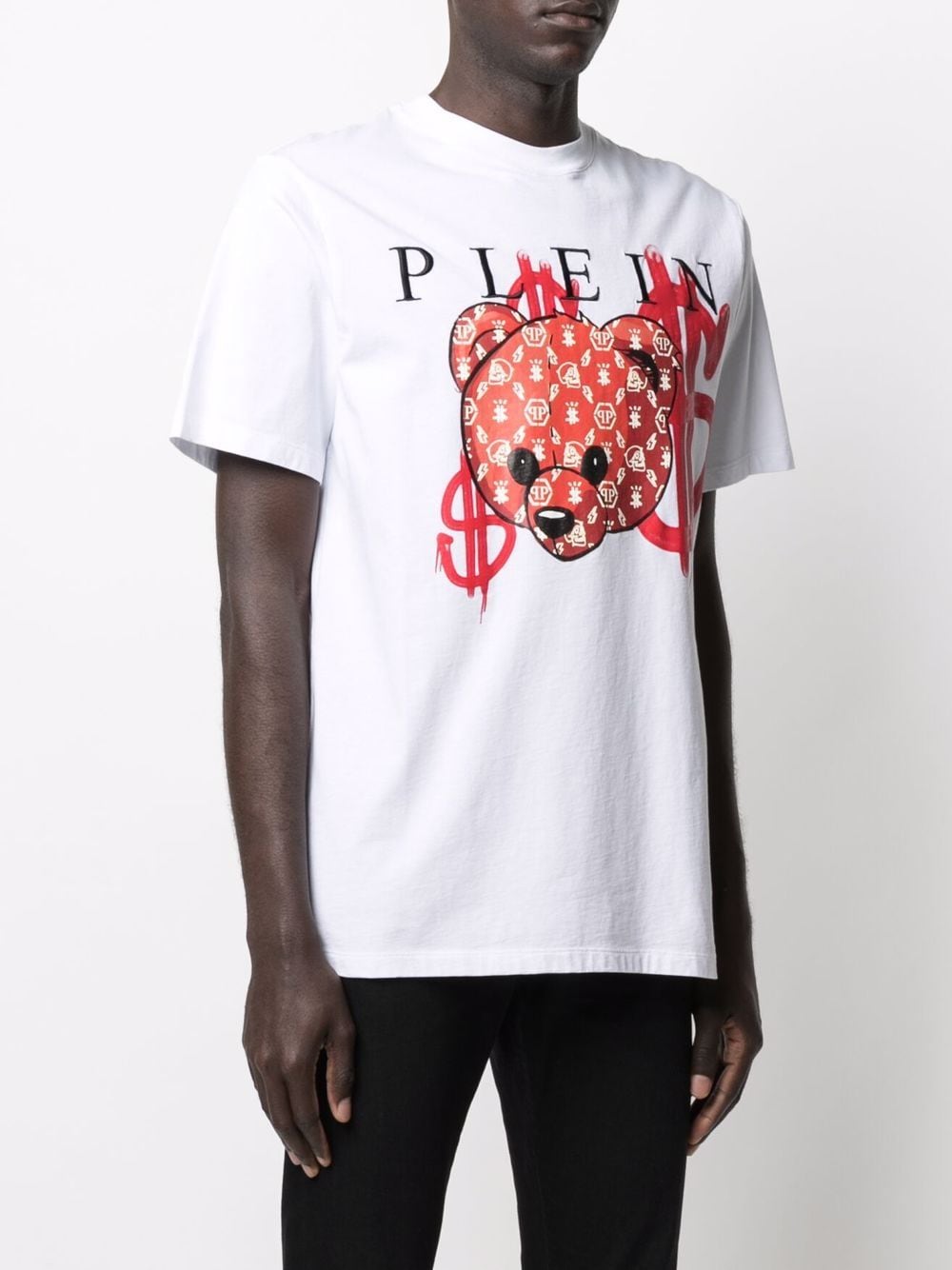 Shop Philipp Plein Teddy Bear Cotton T-shirt In White