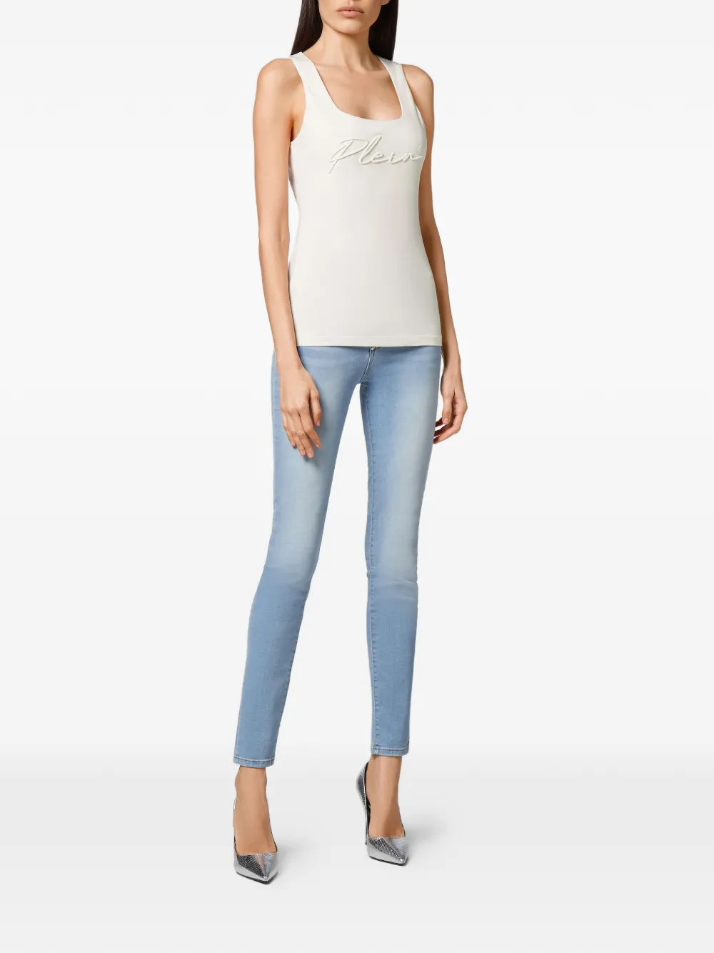 Philipp Plein Top Mit Logo Stickerei   Nude 