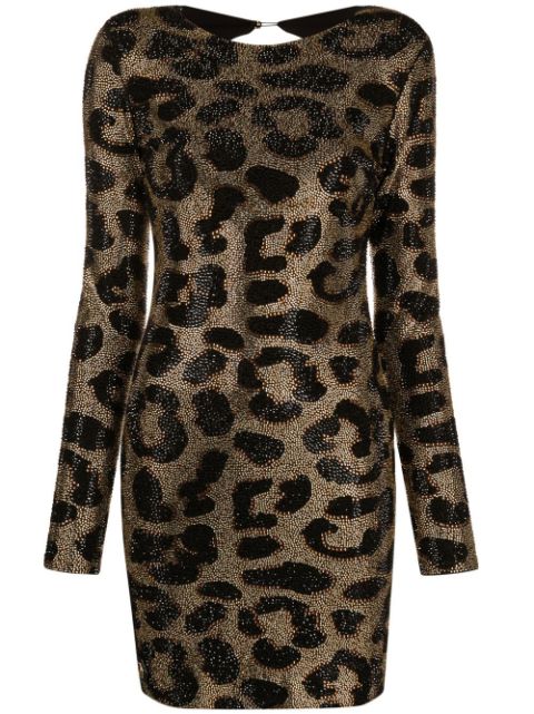 Philipp Plein leopard-print studded dress Women