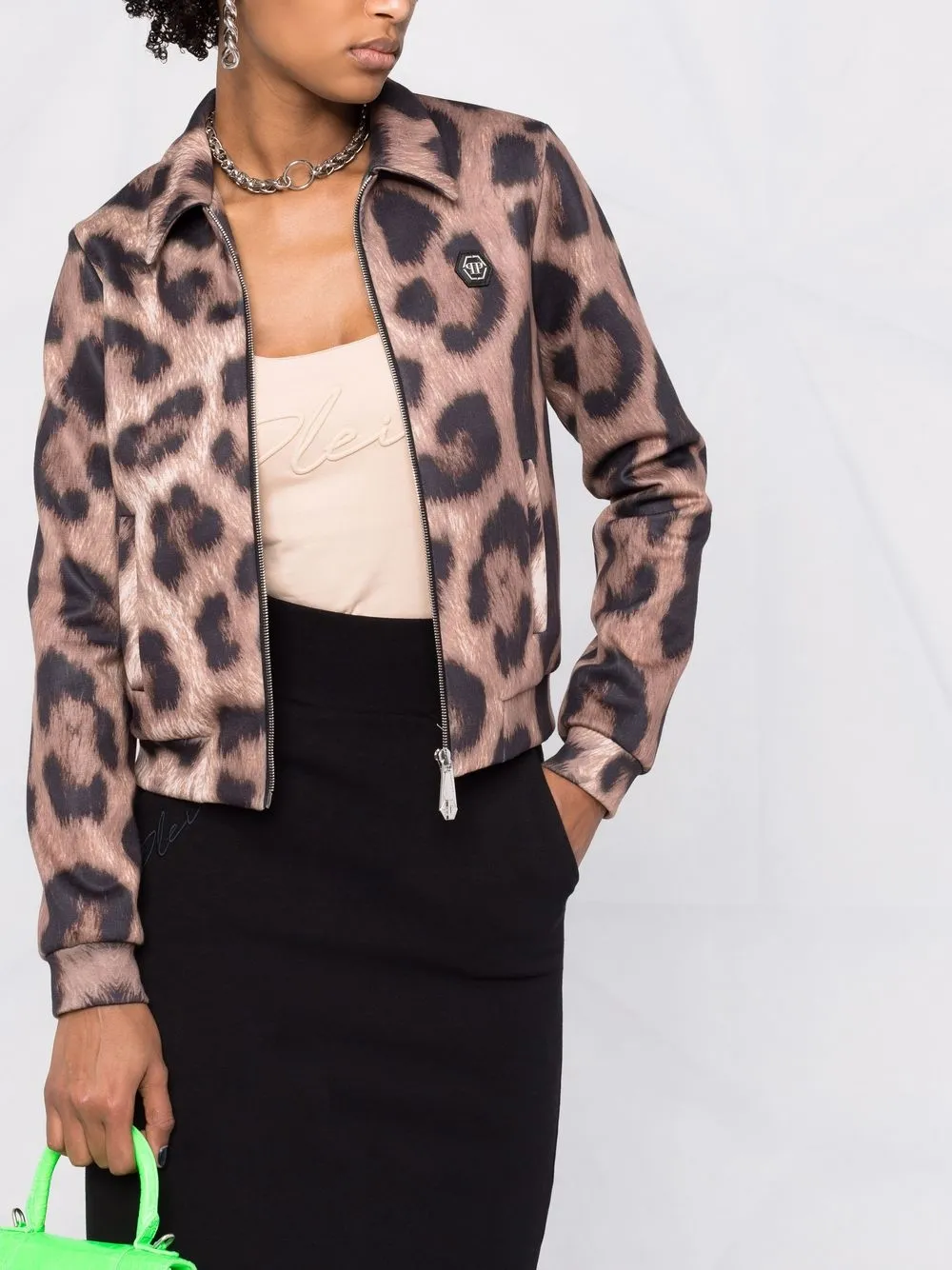 Shop Philipp Plein Leopard-print Jacket In Neutrals