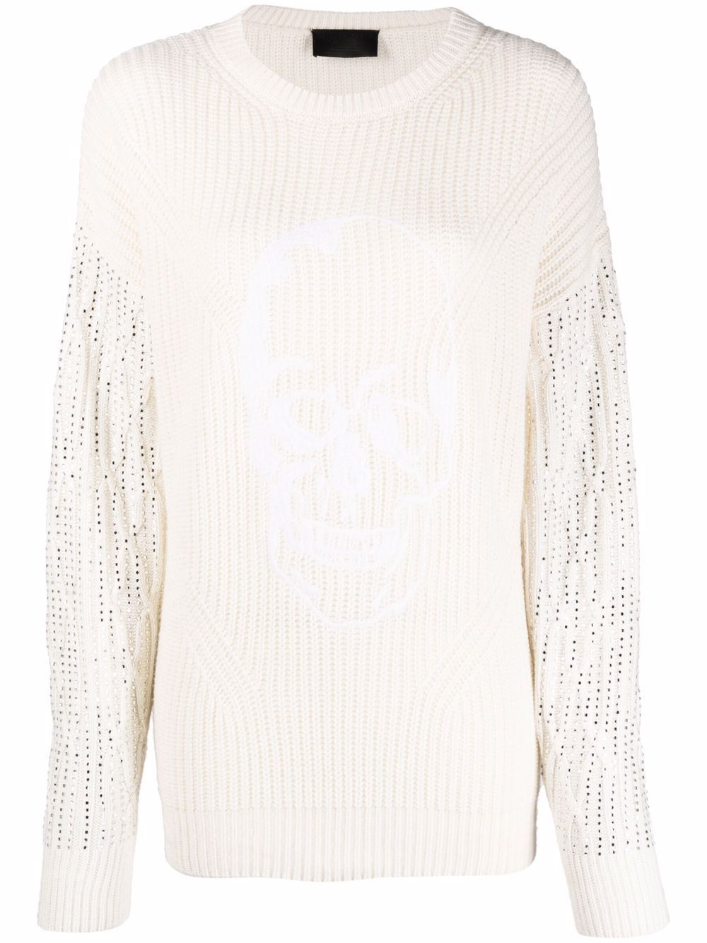 

Philipp Plein crystal-embellished knitted jumper - Neutrals