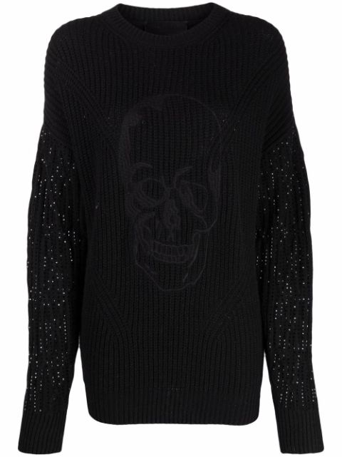 Philipp Plein crystal-embellished knitted jumper Women