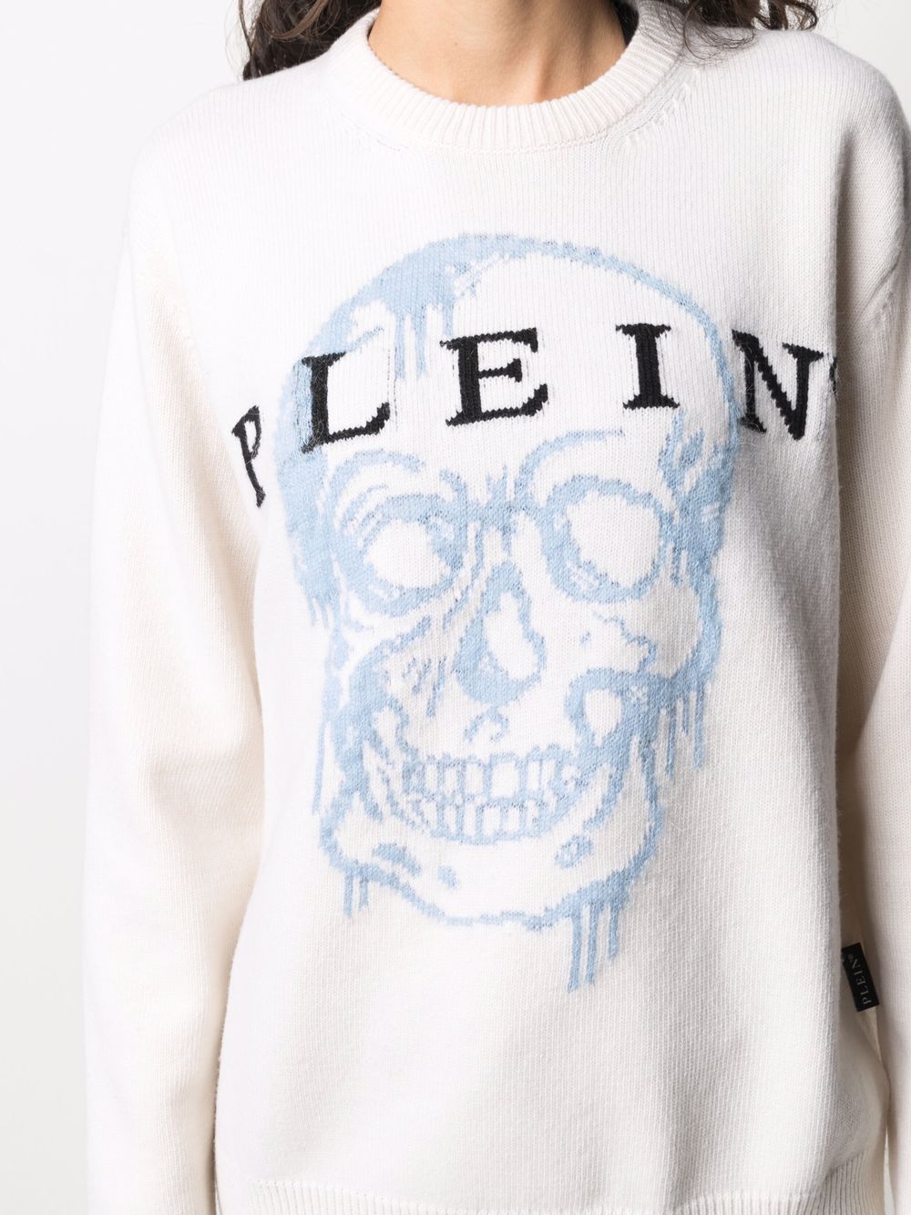 Shop Philipp Plein Skull-intarsia Jumper In Nude