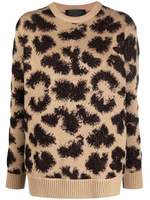 Philipp Plein long-sleeved lurex leopard jumper