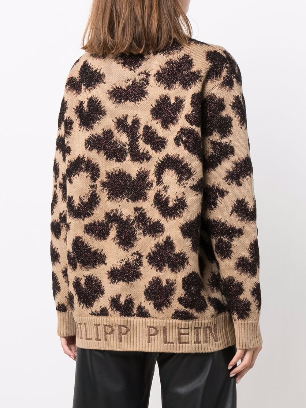 Philipp Plein long-sleeved lurex leopard jumper Women