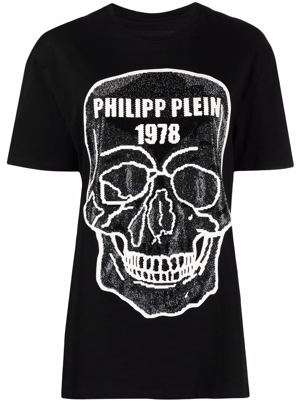 Shop Philipp Plein Skull-embellished Round-neck T-shirt In Black