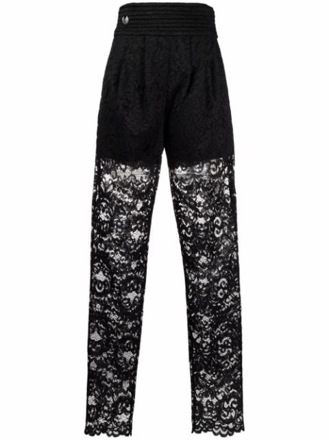 Philipp Plein high-waisted lace-patterned trousers