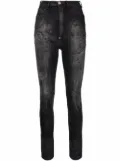 Philipp Plein stonewashed super high-waisted jeggings - Black