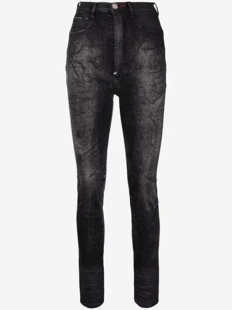 Philipp Plein stonewashed super high-waisted jeggings