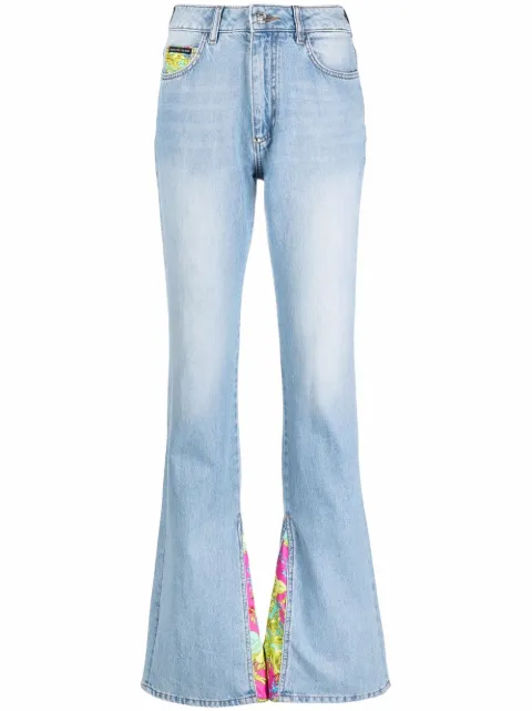 Philipp Plein floral insert flared jeans