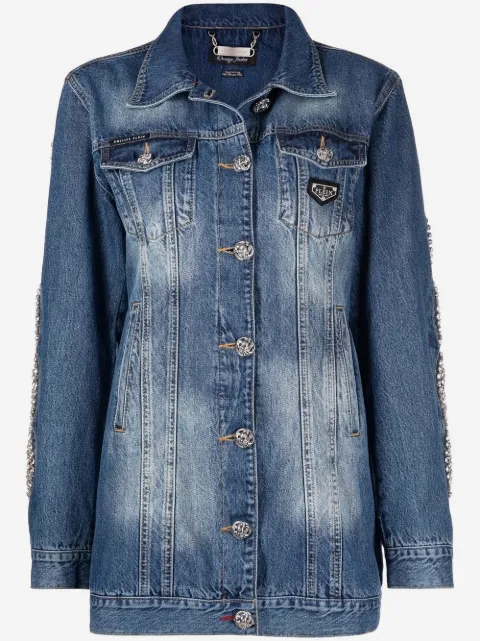 Philipp Plein crystal-cable denim jacket