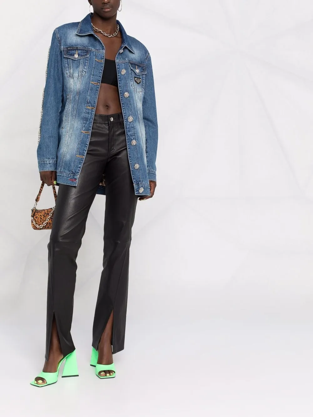  Philipp Plein Crystal-cable Denim Jacket - Blue 