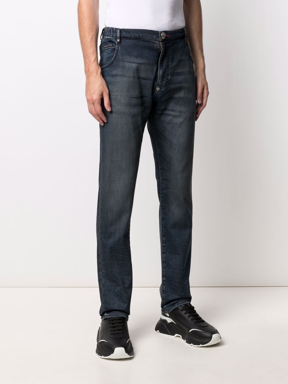 Shop Philipp Plein Slim-cut Jogging Jeans In Blue