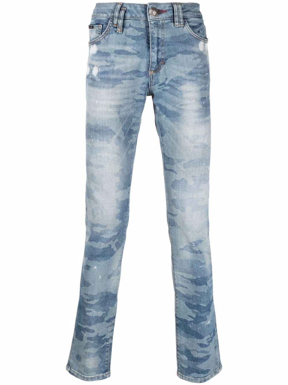 фото Philipp plein узкие джинсы с камуфляжным принтом