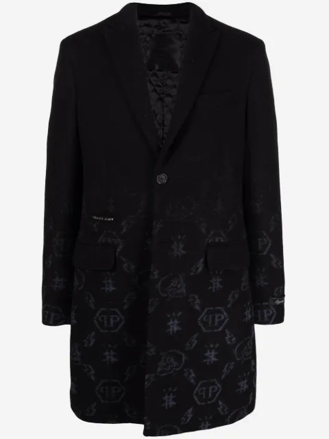 Philipp Plein monogram jacquard coat