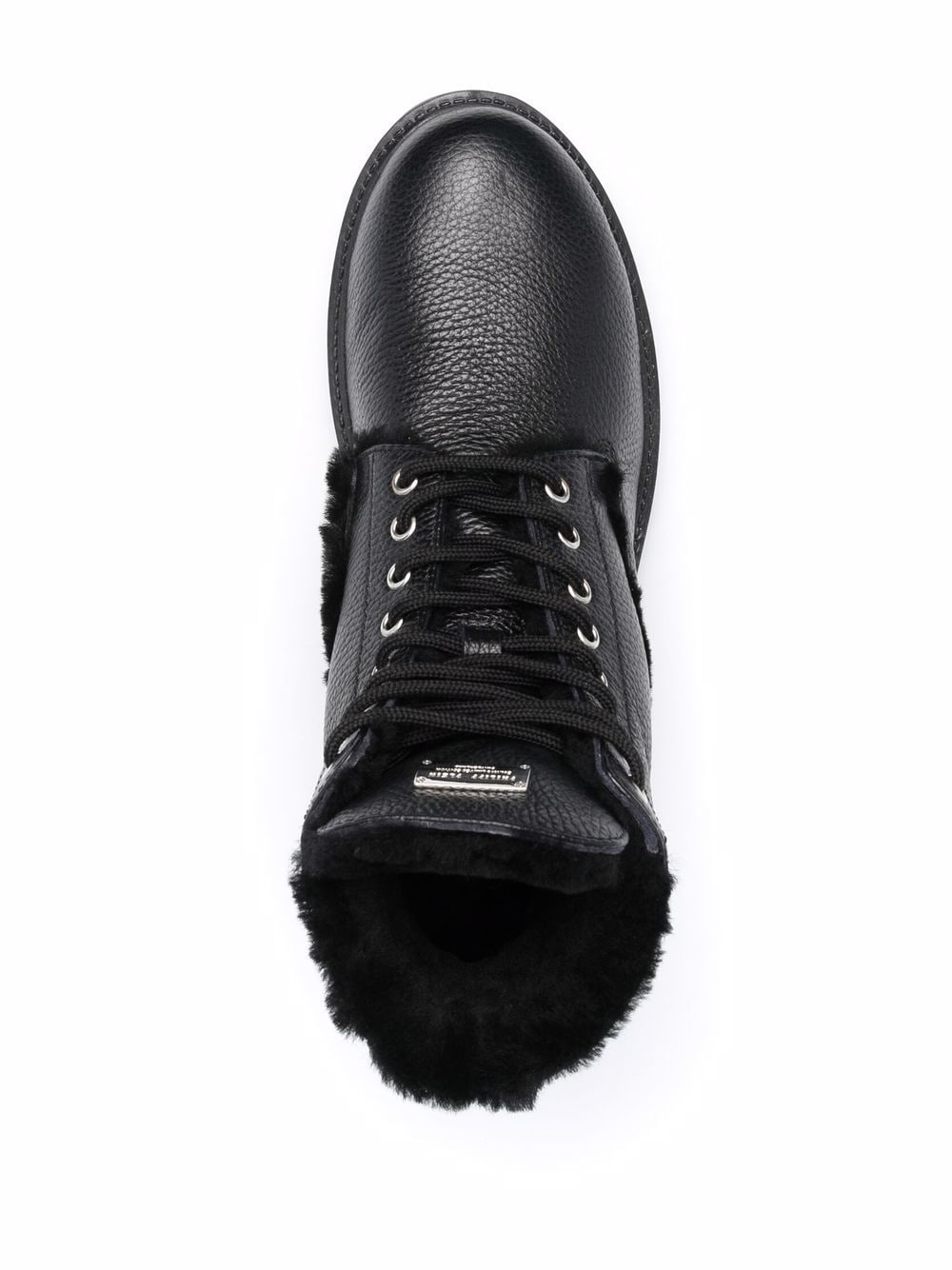 Shop Philipp Plein Shearling-lined Lace-up Boots In Black