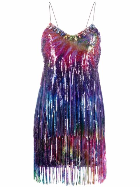 Philipp Plein tie-dye print fringed dress Women