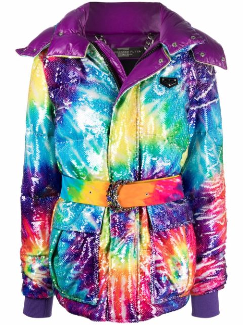 Philipp Plein tie-dye print padded coat Women