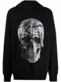 Philipp Plein crystal-embellished skull hoodie - Black