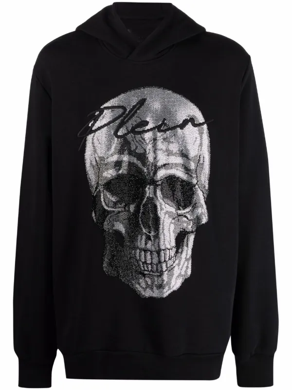 Philipp Plein crystal embellished Skull Hoodie Black FARFETCH UK