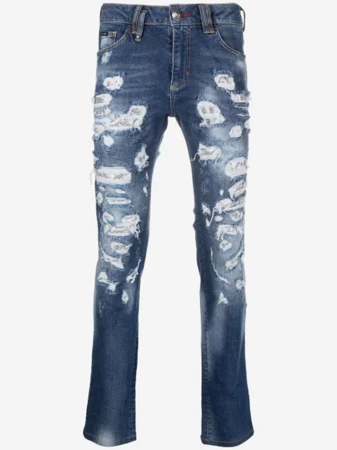 Philipp Plein mesh ripped-detail jeans