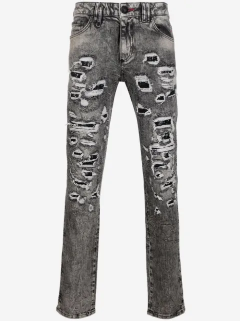Philipp Plein mesh ripped-detail jeans