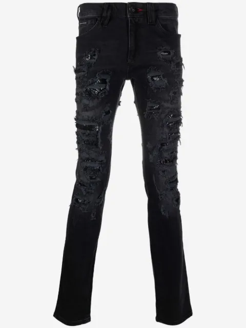Philipp Plein mesh ripped-detail jeans