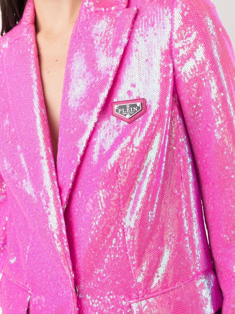 Shop Philipp Plein Sequin-embellished Single-breasted Blazer In Pink