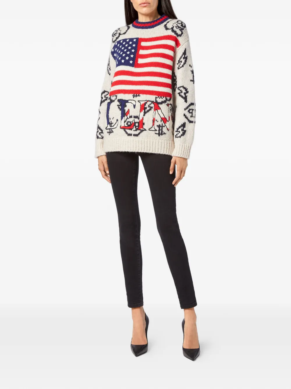  Philipp Plein Alpaca Wool Usa Pullover Round Neck Ls   Nude 