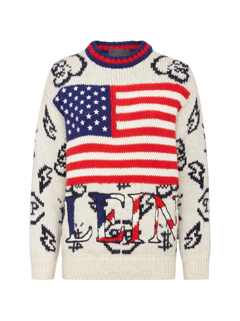 Philipp Plein Alpaca wool USA Pullover Round Neck LS - Toni neutri
