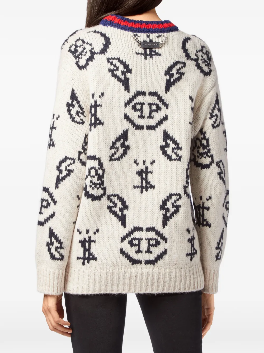 Philipp Plein USA pullover van alpacawol met ronde hals Beige