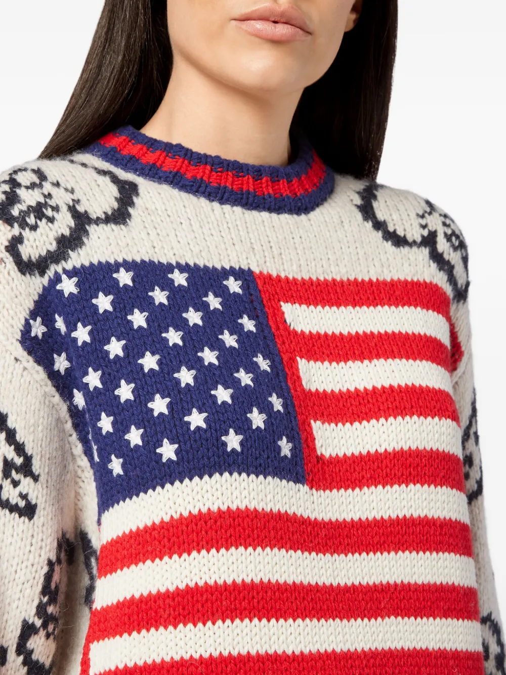Philipp Plein USA pullover van alpacawol met ronde hals Beige