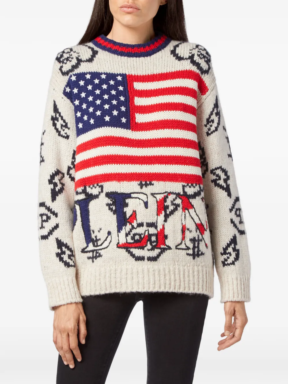  Philipp Plein Alpaca Wool Usa Pullover Round Neck Ls   Nude 