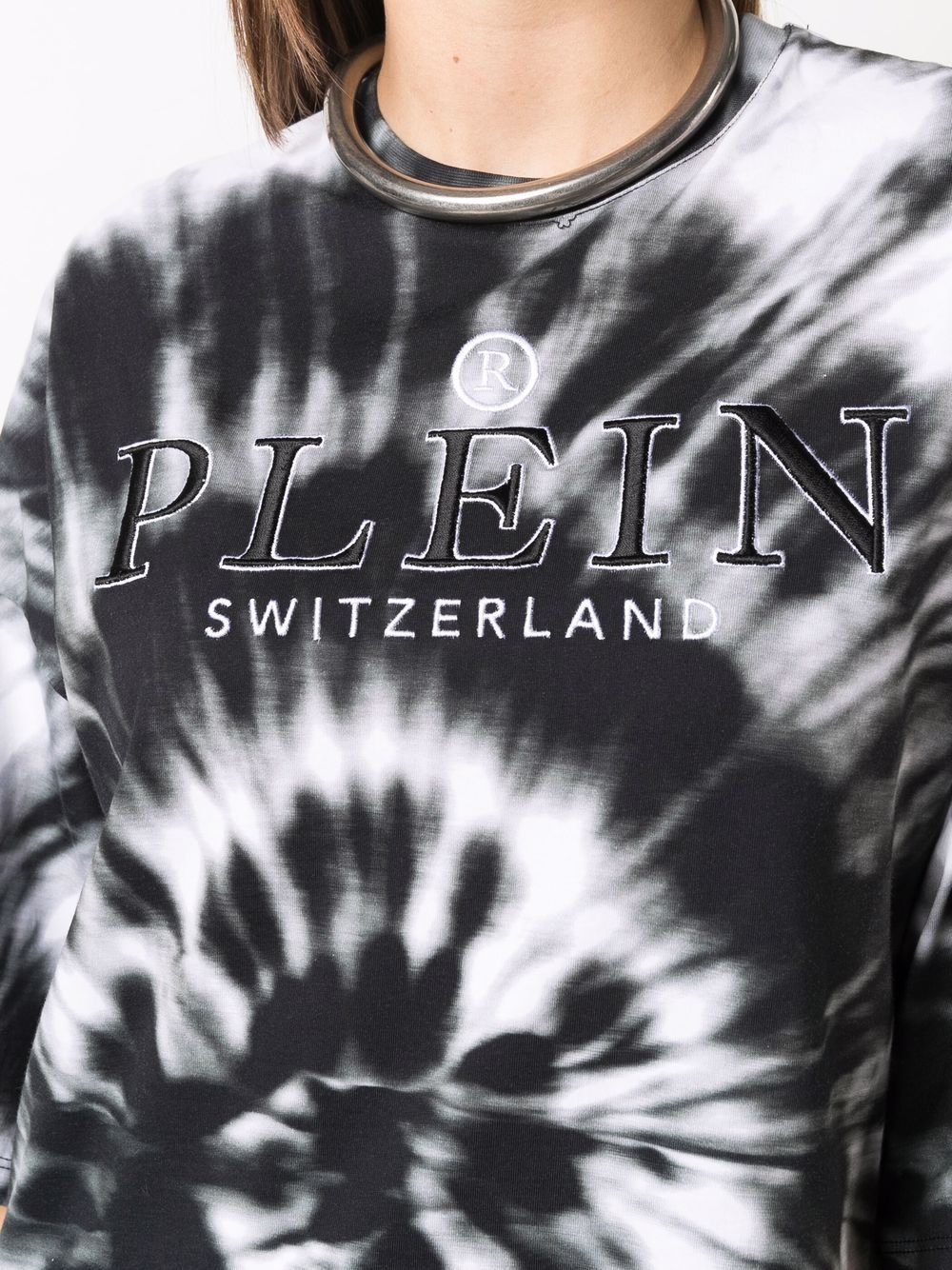 Shop Philipp Plein Logo-print Tie-dye T-shirt Dress In Black