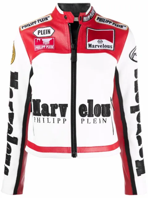 Philipp Plein logo colour-block jacket