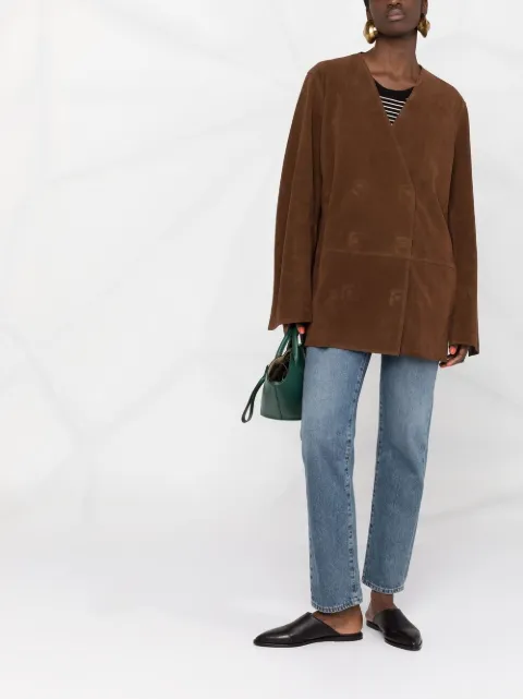 double-breasted suede jacket 