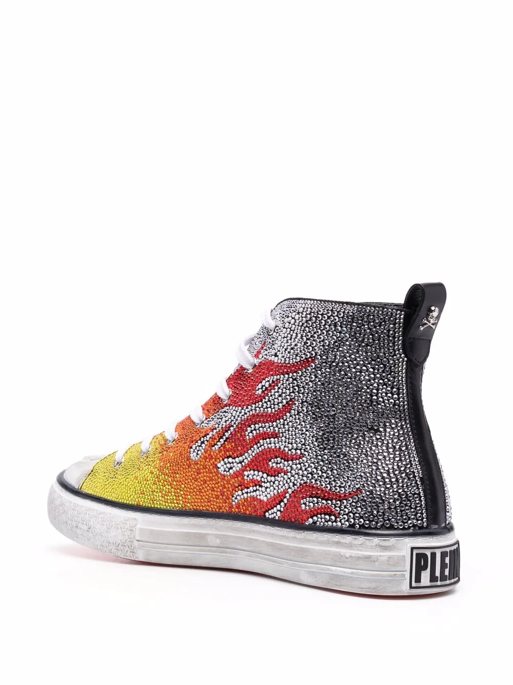  Philipp Plein Flames Megastar High Top Sneakers   Silber 