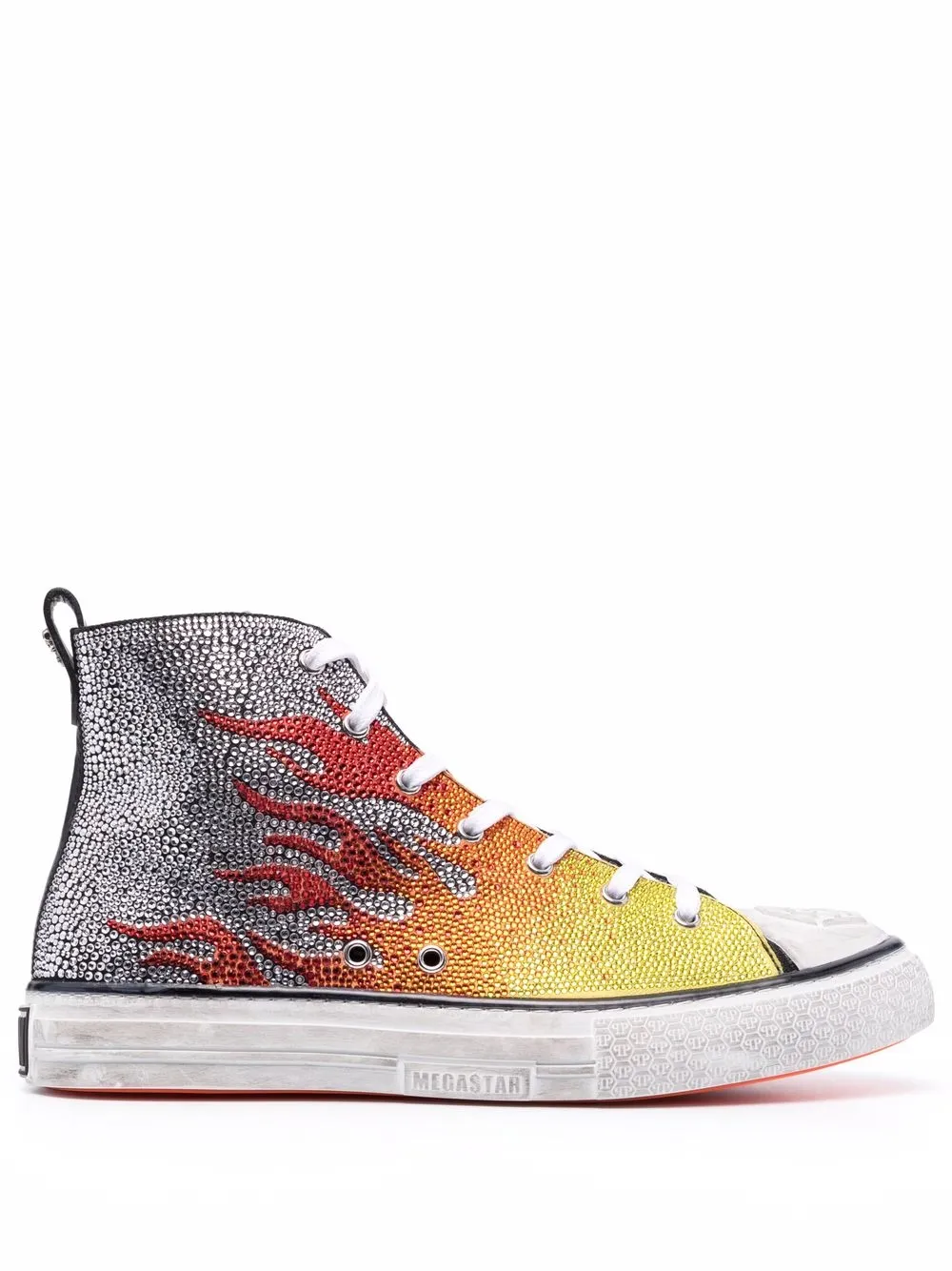 Philipp Plein Flames Megastar high-top sneakers | Silver | Image 1