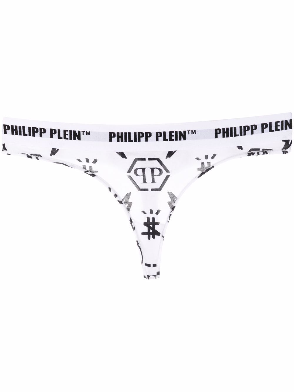 

Philipp Plein tanga con monograma estampado - Blanco