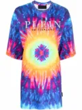 Philipp Plein tie dye-print T-shirt dress - Blue