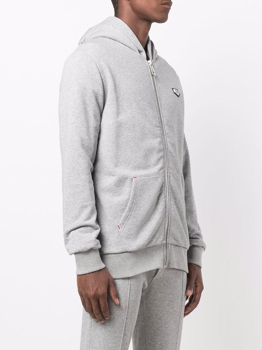 Shop Philipp Plein Logo-patch Zip-up Hoodie In Grey