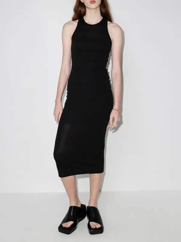 WARDROBE.NYC Sleeveless Ribbed Midi Dress - Black
